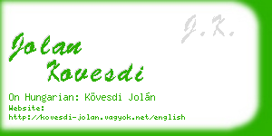 jolan kovesdi business card